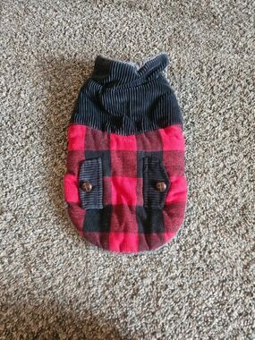 Buffalo Check Plaid & Corduroy Dog Winter Coat Size Small